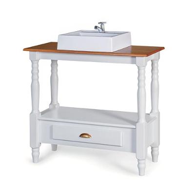 Lavabo Pé Toneado 1 Gaveta Inferior E 1 Prateleira Com Cuba Dália M53063 Cor Imbuia - Verniz