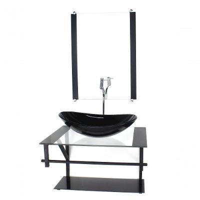 Gabinete De Vidro P/ Banheiro 60cm Cuba Com Torneira Cromada