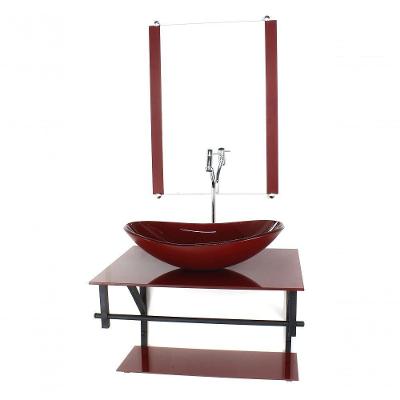 Gabinete De Vidro P/ Banheiro 60cm Cuba Com Torneira Cromada