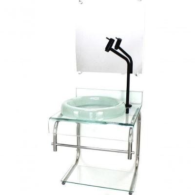 Gabinete De Vidro 40cm Inox Incolor Com Torneira Preta