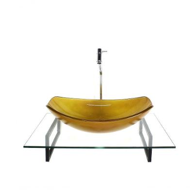 Cuba De Vidro Oval Com Tampo 60cm E Suporte Torneira Valvula