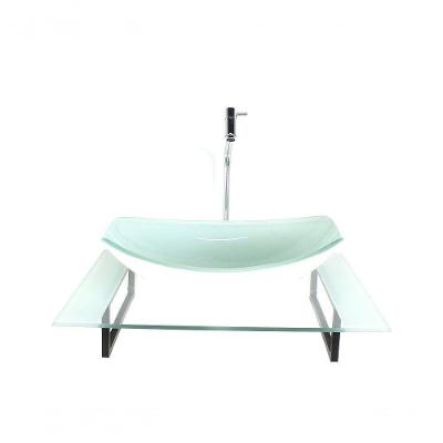 Cuba De Vidro Oval Com Tampo 60cm Branco E Suporte Preto