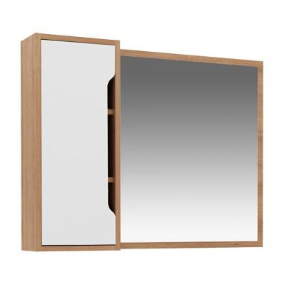 Espelheira Para Banheiro Flex 80cm Com 1 Porta Multimóveis Cr10116 Amêndoa-branco Amêndoa-branco