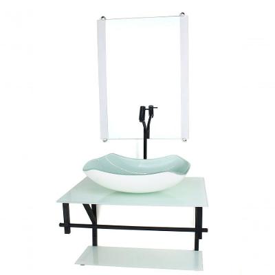 Gabinete De Vidro Para Banheiro 60cm Cuba Abaulada Branco