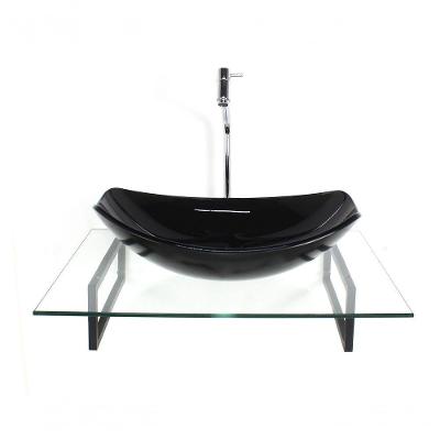 Cuba De Vidro Oval Com Tampo 60cm E Suporte Torneira Valvula