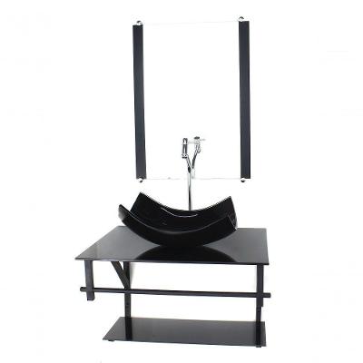 Gabinete De Vidro P/ Banheiro 60cm Cuba Com Torneira Cromada