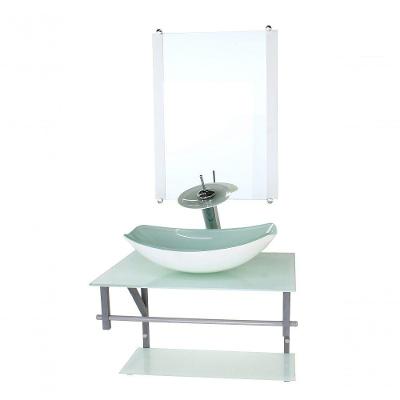 Gabinete Banheiro 60cm Cuba Oval Chanfrada Branco Full