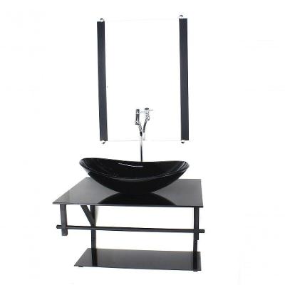 Gabinete de Vidro P/ Banheiro 60cm Cuba Com Torneira Cromada
