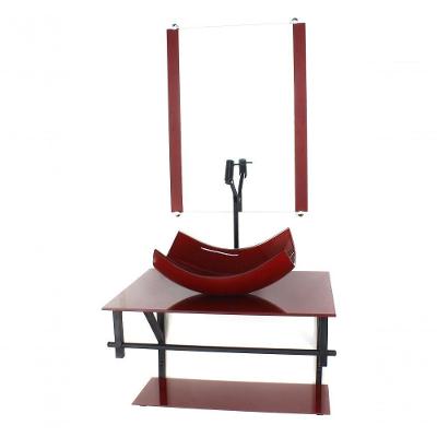 Gabinete De Vidro Para Banheiro 60cm Cuba Com Torneira Preta