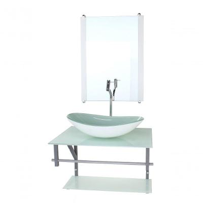 Gabinete Banheiro 60cm Cuba Oval Branco Com Torneira