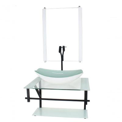 Gabinete De Vidro Para Banheiro 60cm Cuba Oval Branco