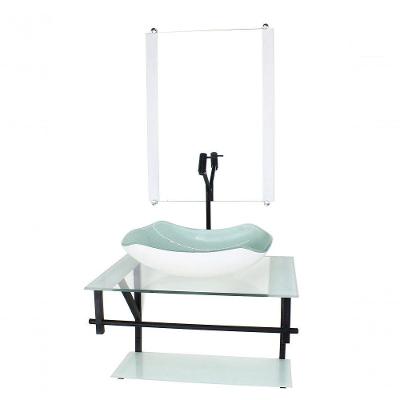 Gabinete De Vidro Para Banheiro 60cm Cuba Abaulada Branco