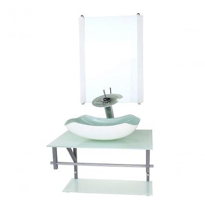Gabinete Banheiro 60cm Cuba Abaulada Branco Com Torneira