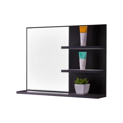 Espelho Para Banheiro Com Prateleiras Lugano Preto 60 X 45Cm
