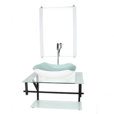 Gabinete De Vidro P/ Banheiro 60cm Cuba Com Torneira Cromada
