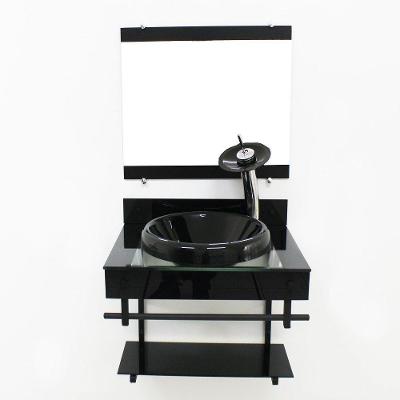 Gabinete Com Cuba Para Banheiro 60cm Com Cuba Chapeu Preto