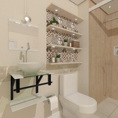 Kit Gabinete de Vidro 40 cm Cuba e Torneira Cromada Branco