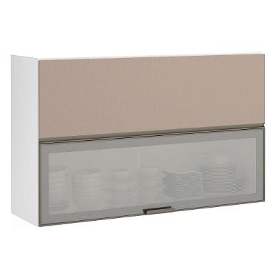 Armário Basculante 120cm 2 Porta Prata Branco Polar