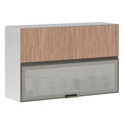 Armário Basculante 120cm 2 Porta Prata Branco Polar