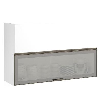 Armário Basculante 120cm 2 Porta Prata Branco Polar