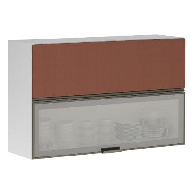 Armário Basculante 120cm 2 Porta Prata Branco Polar C/Gaia
