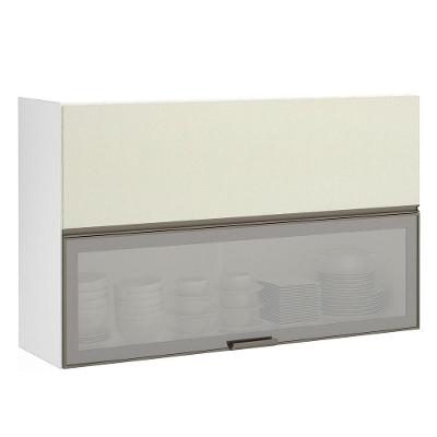Armário Basculante 120cm 2 Porta Prata Branco Polar C/Kash