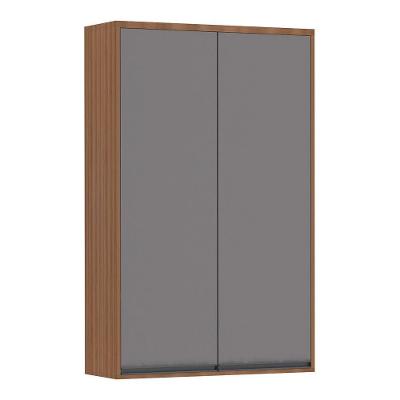 Armário Aéreo Cristaleira 80cm 2 Portas Isa Vanilla C/Cinza
