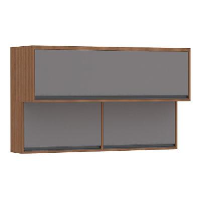 Armário Aéreo 120cm 3 Portas Basculantes Isa Vanilla C/Cinza