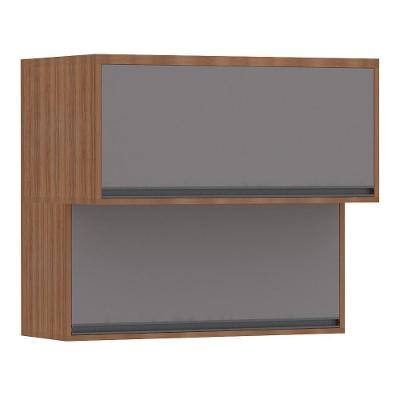 Armário Aéreo 80cm 2 Portas Basculantes Isa Vanilla C/Cinza