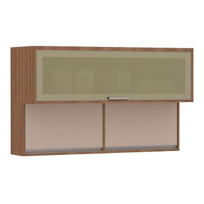 Armário Aéreo 120cm 3 Portas Basculantes C/Vidro Reflecta