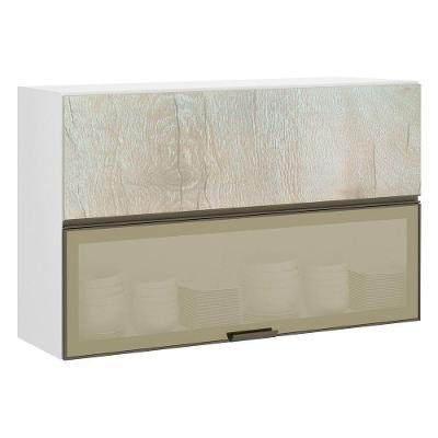 Armário Basculante 120cm 2 Portas E C/Vidro Reflecta Bronze