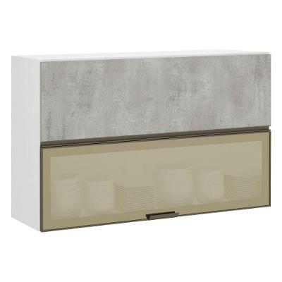 Armário Basculante 120cm 2 Portas E C/Vidro Reflecta Bronze