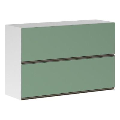 Armário Basculante Duplo 120cm 2 Portas Branco Polar C/Verde