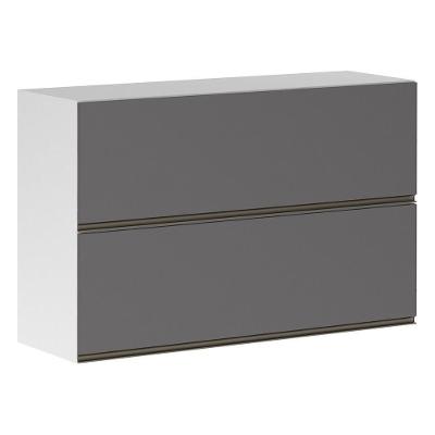 Armário Basculante Duplo 120cm 2 Portas Branco Polar C/Cinza
