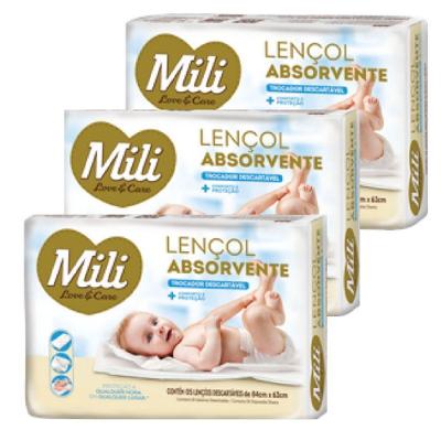 Trocador Descartável Mili Love & Care 3 Pacotes C/ 5 Unidades