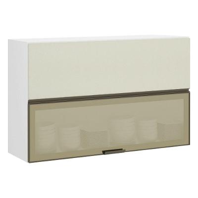 Armário Basculante 120cm 2 Portas E C/Vidro Reflecta Bronze