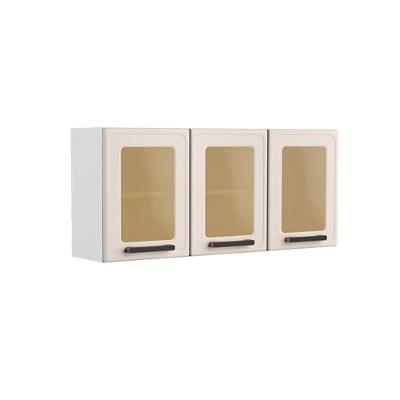 Módulo Cozinha Bertolini Origens Armário  7009 3 Portas c/Vidro Branco/Areia