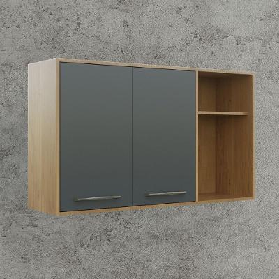 Armário Aéreo Para Cozinha 2 Portas 2 Nichos 120 Cm áustria Valdemóveis Cinamomo/grafite