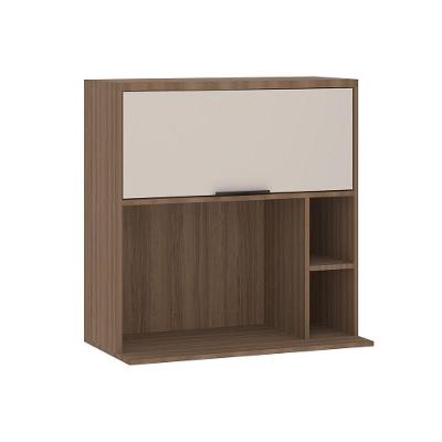 Armário Aéreo De Cozinha 80cm 1 Porta Basculante Com Espaço Para Micro-ondas Aspen Luciane Móveis Vanilla/beige