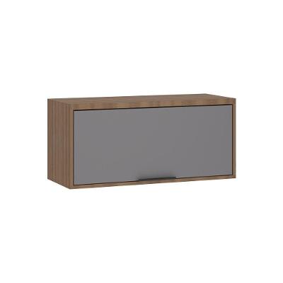 Armário Aéreo De Cozinha 80cm 1 Porta Basculante Aspen Luciane Móveis Vanilla Com Cinza Puro
