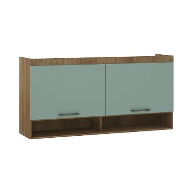 Armário Aéreo Maleiro Modulado 165cm 2 Portas Basculantes Paris Luciane Móveis Avelã Pf Com Verde Pf