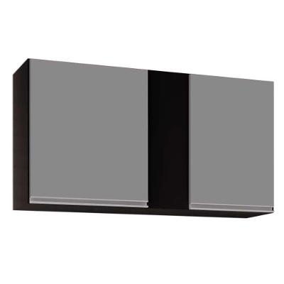Armário Aéreo 02s Agata Preto Cinza 100cm