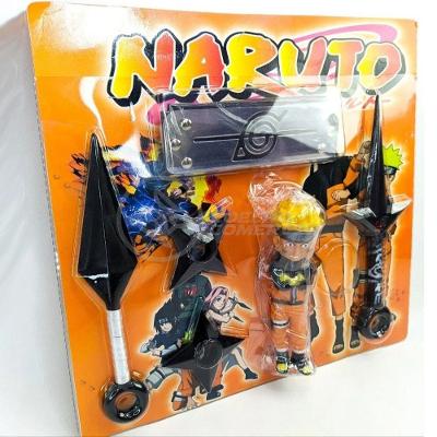 Kit Boneco Naruto 15Cm + 2 Shuriken + 1 Bandana + 2 Kunai