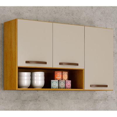 Armário Aéreo Cozinha 3 Portas Maísa Cinamomo-off White