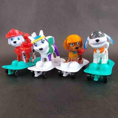 Kit 4 Bonecos Brinquedos Patrulha Canina Com Skate 8Cm