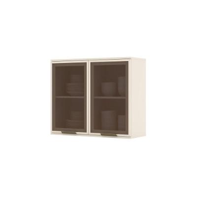 Armário Aéreo 02 Portas De Vidro 80 Cm Connect Henn Off White