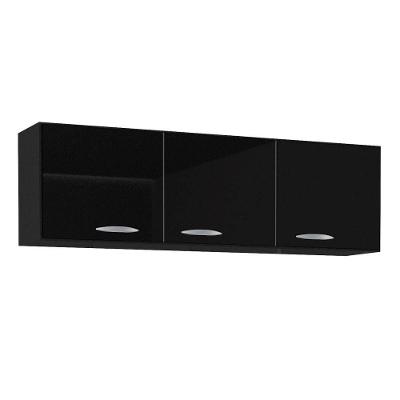 Armário Aéreo De Cozinha 120cm 3 Portas Classic P11 Preto - Mpozenato