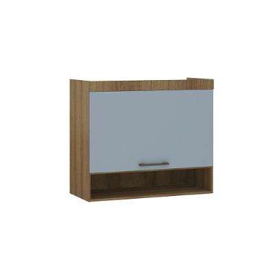 Armário Aéreo Maleiro Modulado 97cm 1 Porta Basculante Paris Luciane Móveis Avelã Pf Com Grey Sky Pf
