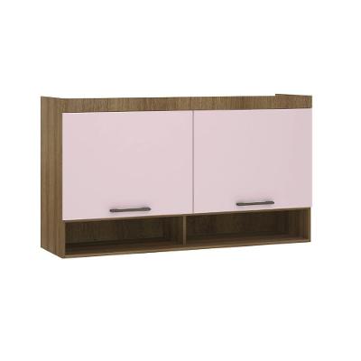 Armário Aéreo Maleiro Modulado 145cm 2 Portas Basculantes Paris Luciane Móveis Avelã Pf Com Rosa Pf