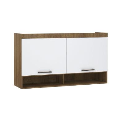 Armário Aéreo Maleiro Modulado 145cm 2 Portas Basculantes Paris Avelã Pf Com Branco Pf